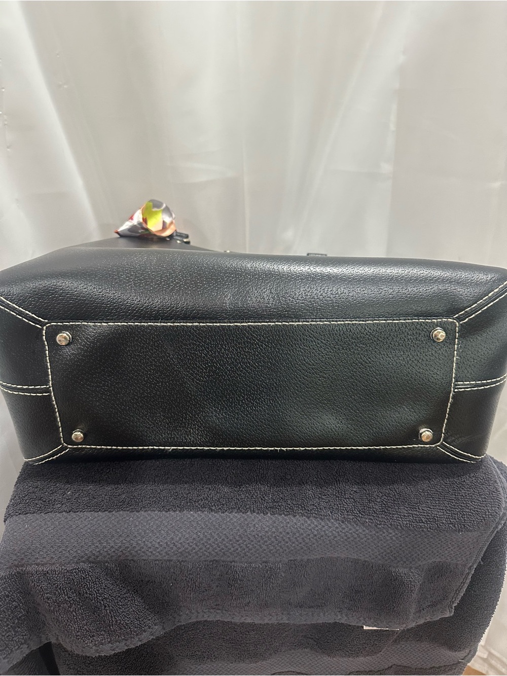 kate spade Black Leather Tote with Floral Scarf and Matching Wallet - Picture 10 of 17